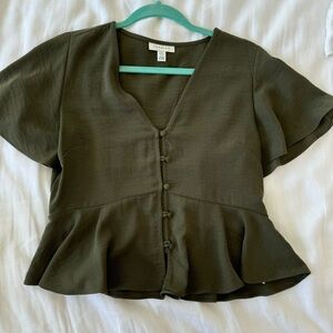 Olive Green Topshop Blouse